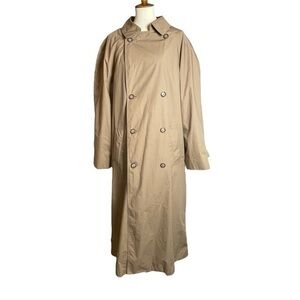 London Fog Tan Classic Trench Coat w Quilted Zip Out Black Lining - Size 40 Long